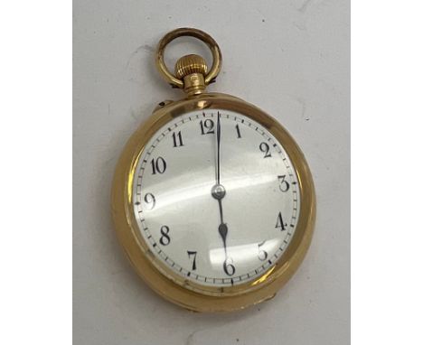 A ladies pocket watch, outer case 18 carat gold, inner case cuivre. Weight 34gm. Case diam: 34mm. Marked inner case 62424 K 1