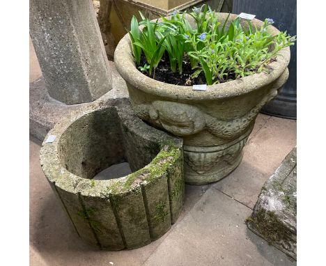 Two concrete garden planters 