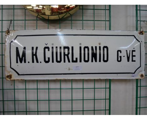 An enamel street sign after a Victorian Artist 