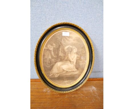 An 18th Century Francesco Bartolozzi engraving, oval portrait of a lady, framed 