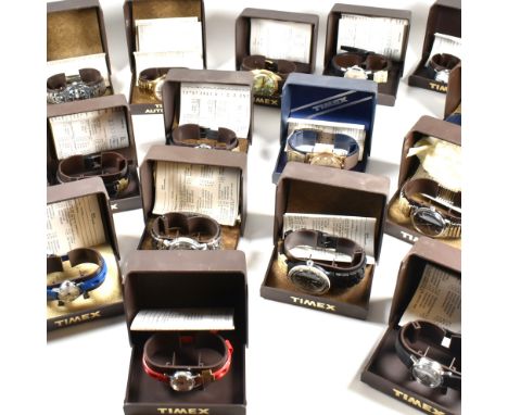 A large collection of Timex wrist watches. The lot to include nineteen Timex wrist watches in their original presentation box