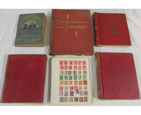 A collection of British, Commonwealth and other stamps including a wide selection of New Zealand stamps contained in two red 