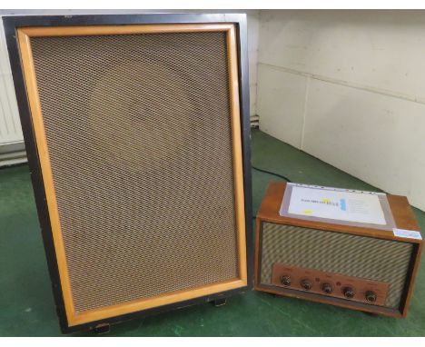 Vintage Pye amplifier and speaker - a Pye Ltd Cambridge High Fidelity Amplifier Type HF 5/8, serial number F759728, wooden ca