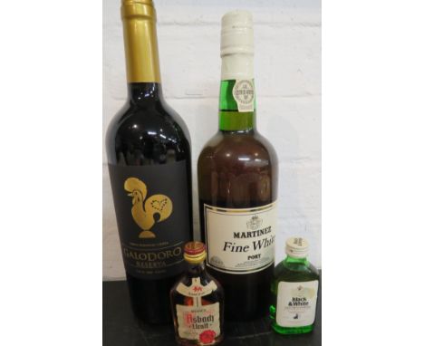 Martinez fine white port IZ 01 291492, 75cl, 20% (one bottle), Galodoso Reserva red wine 75cl, 13.5% (one bottle), and two mi