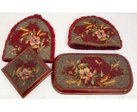 Edwardian beaded tapestry kneeling stools and pot covers