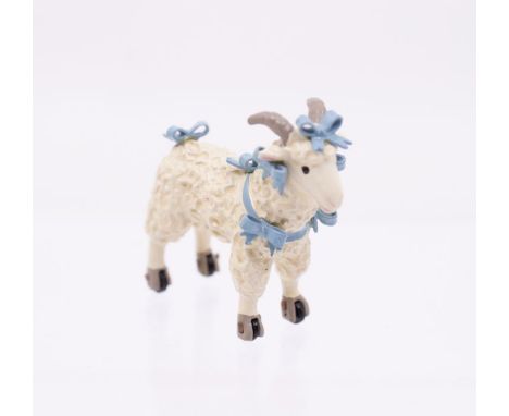 Hantel painted Pewter miniatures 1982 first issue Scotland;&nbsp;white and blue sheep on wheels Vm15(1)