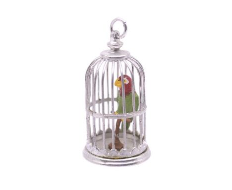 Hantel painted Pewter miniatures 1982 first issue Scotland;&nbsp;Very Rare VM22 parrot in Cage green and scarlet version in s