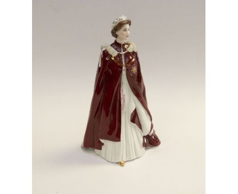 A Royal Worcester figure of Queen Elizabeth II, In Celebration of the Queens 80th Birthday in 2006, dressed in the robes of t