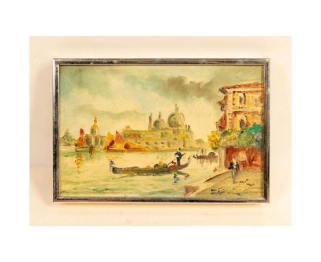 Original oil on canvas painted in an Expressive style that represents a picturesque view of San Marco's Basilica from the Ven