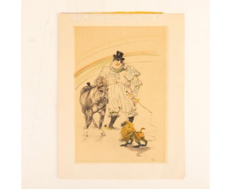 Color lithograph on wove paper entitled Circus Clown Animal Trainer after French Symbolist artist Henri de Toulouse-Lautrec's