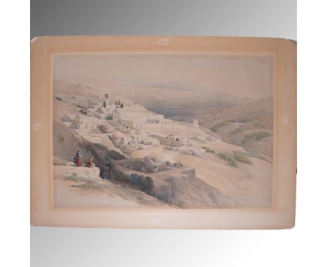 Beautiful large Orientalist hand-colored lithograph by Scottish Romantic artist David Roberts who represented the Convent of 