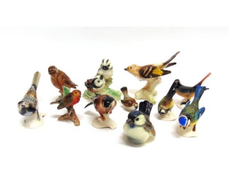 A GROUP OF ELEVEN GOEBEL BIRD FIGURES,  including Brambling, pair of Long-tailed Titmouse, Woodcock, Robin etc.