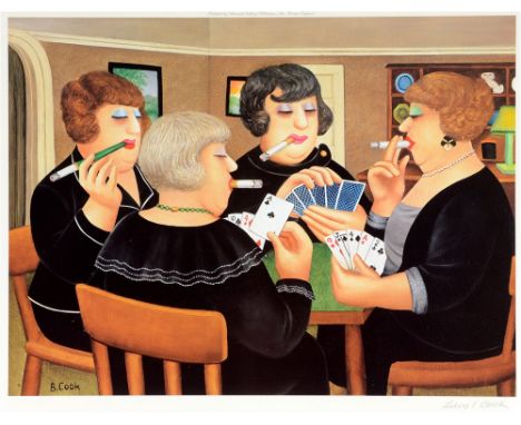 BERYL COOK, O.B.E. (BRITISH, 1926-2008)  'Bridge Party',  colour print, published by Alexander Gallery Publications Ltd, Bris