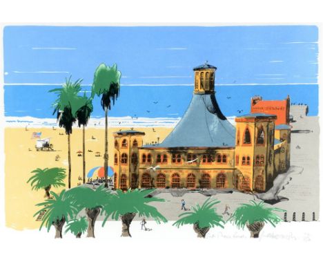 PAUL HOGARTH, O.B.E., R.A. (1917-2001) 'Santa Monica Beach', lithograph, limited edition 114/150, titled and signed lower rig