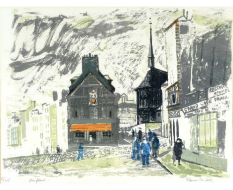 EDWIN LA DELL (BRITISH, 1914-1970) 'Honfleur',
 lithograph, limited edition 5/25, signed lower right, Zwemmer Gallery label v