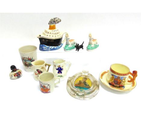 ASSORTED COLLECTABLES comprising a Phillips 1903-1953 promotional glass ashtray; a 'Trull 1919' peace beaker; Royal Worcester