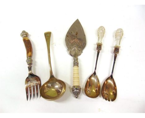 A SILVER SOUP LADLE  by Walker & Hall, Sheffield 1992, old English pattern, 28cm long, 231g (7.45 troy ozs) gross; with a pla