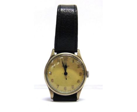 OMEGA, A GENTLEMAN'S GOVERNMENT ISSUE WRIST WATCH circular signed white dial, black Arabic numerals, hands and centre seconds