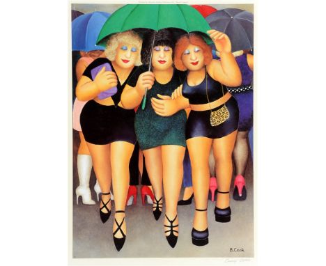 BERYL COOK, O.B.E. (BRITISH, 1926-2008)  'Clubbing in the Rain',  colour print, published by Alexander Gallery Publications L