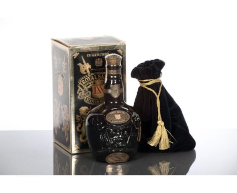 CHIVAS BROTHERS ROYAL SALUTE LXX 
Blended Scotch Whisky in black Wade ceramic. Back label reads, 'T.D.N.P.'.700ml, 40% volume