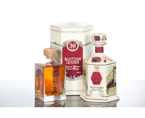 SCOTTISH LEADER 30 YEAR OLD 
Blended Scotch Whisky in ceramic decanter, labelled for the Taiwanese market. 70cl, 40% volume. 