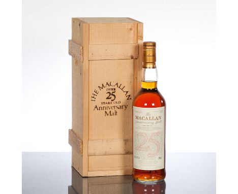 THE MACALLAN ANNIVERSARY MALT 25 YEAR OLD 
'A special bottling of unblended single Highland malt Scotch whisky'. Distilled 19