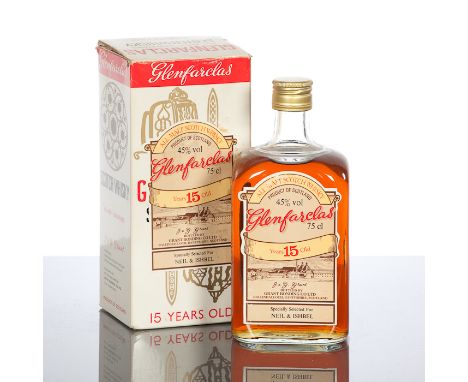 GLENFARCLAS 15 YEAR OLD
All Malt Scotch Whisky in square bottle, with personalised label. 75cl, 45% volume, in carton. CONDIT