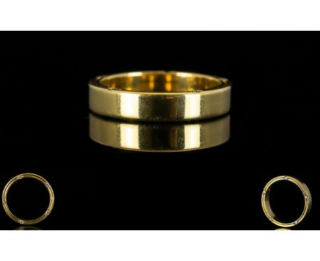 18ct Gold Diamond Wedding Band Each side set with five round brilliant cut diamonds, fully hallmarked, ring size N, weight 5.
