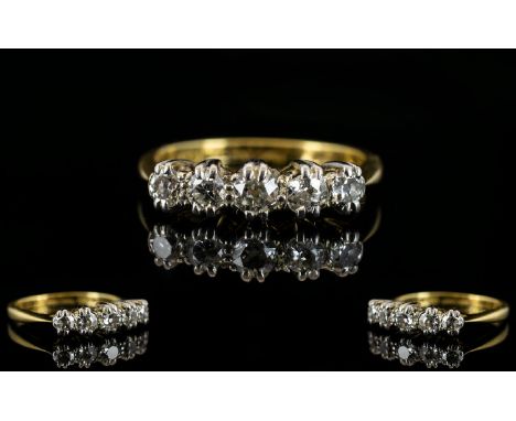 18ct Gold & Platinum 5 Stone Diamond Ring.  Illusion set.  Marked 18ct and Platinum.  Diamonds of good colour and clarity.  E