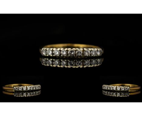 Ladies - Attractive 9ct Gold Diamond Set Dress Ring of Pleasing Form with Full Hallmark for 9.375. The Round Brilliant Cut Di