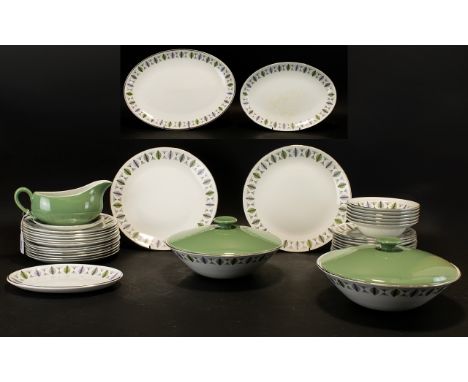 Ridgway 'White Mist' Part Dinner Service.  To include 6 dinner plates, 12 side plates, one small oval and one small round pla