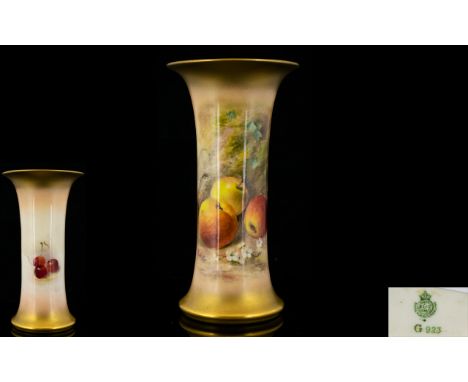 Royal Worcester Handpainted &amp; Signed Fruits Vase - 'Fallen Fruits' apples still life, hand painted and signed by Ricketts