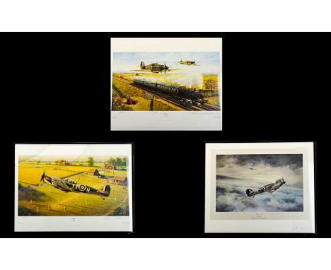 WWII Aeronautic Interest A Collection Of Limited Edition Artist Signed Framed Prints Each framed and glazed to include 'Hurri