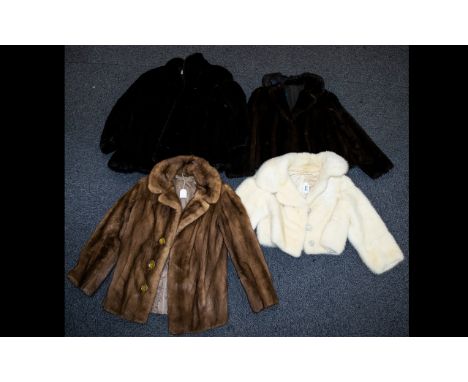 A Collection Of Vintage Mink Evening Jackets Four in total to include blonde mink shawl collar cropped jacket with bugle bead