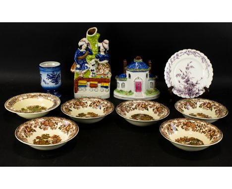 Mixed Collection of Porcelain &amp; Glass to include a Royal Staffordshire 'Rural Scenes' bowl designed by Clarice Cliff, 6 R