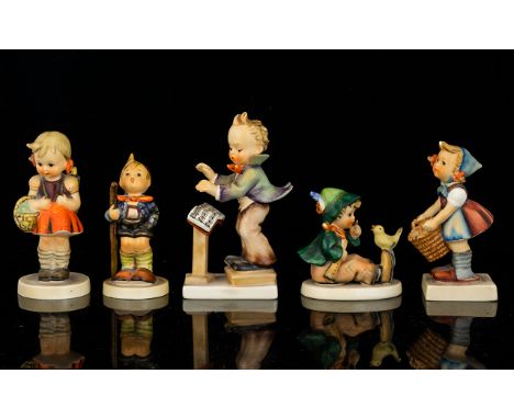A Collection of Five German Hummel Figures.  Lovely collection of charming Hummel figures, all in good condition.  Please see