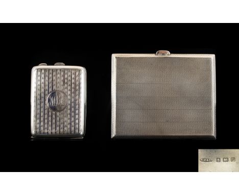 Edwardian Period - Ladies Silver Cigarette Case with Gilt Interior of Rectangular Shape. Hallmark London 1908. 3.25 x 2.75 In