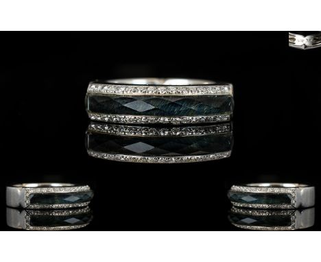 Stephen Webster Crystal Haze 18ct White Gold Diamond And Hematite Set Ring Fully hallmarked, and stamped 'SW', ring size O, G