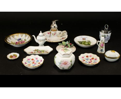 A Small Mixed Lot Of Modern Porcelain To include Coalport pin dish, Hammersley candle stick, Royal Worcester egg coddler etc.