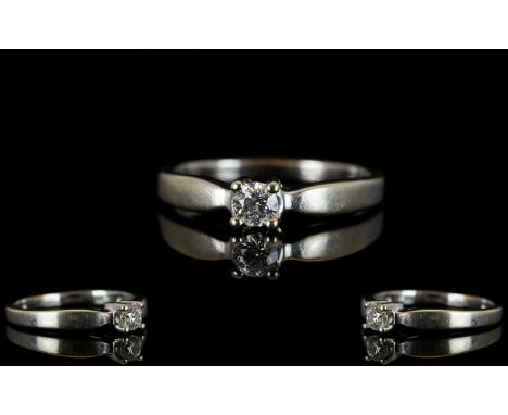 9ct Gold Diamond Single Stone Ring Set with a round modern brilliant cut diamond, fully hallmarked, ring size O