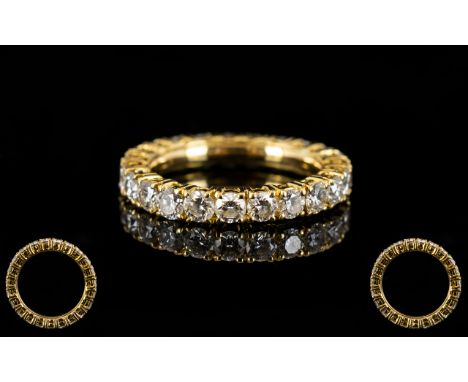 18ct Gold And Diamond Full Eternity Ring Estimated diamond weight 2.20cts, white VS stones, ring size, L 1/2, unmarked.