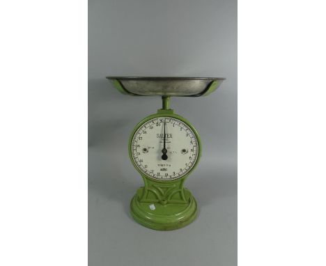 A Set of Vintage Salters No.50 Scales with Stainless Steel Pan, 40cm High 