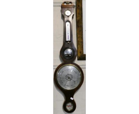 A Mid 19th Century Mahogany Cased Wheel Barometer by R Wallace, In Need of Attention, 98cm High 