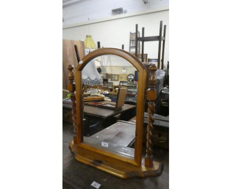 A Pine Dressing Table Mirror with Barley Twist Supports, 56cm Wide 