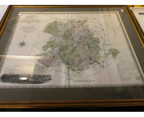 A Large Framed Print, Map of Shropshire from and Actual Survey Made in 1826 and 1827, 69cm Wide 