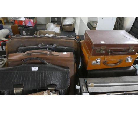 A Collection of Five Vintage Leather and Other Briefcases and Bags 