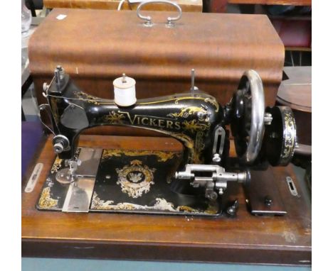 A Cased Vickers Manual Sewing Machine 