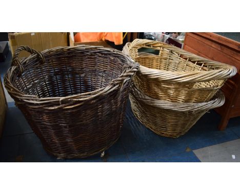 A Collection of Three Vintage Wicker Log Baskets 