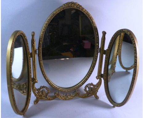 A Mid 20th Century Gilt Framed Triple Dressing Table Mirror 