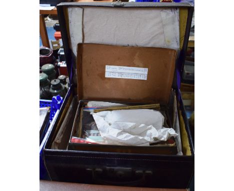 Three Vintage Small Cases Containing Knitting Patterns, Knitting Needles, Vintage Wig etc 